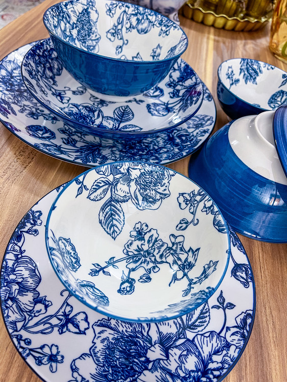 چینی گل آبی کاسه آبگوشت خوری