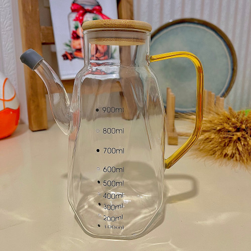 روغنریز پیرکس آنتیشوک ۹۰۰ میلی با درب بامبو، وارداتی سبک و مقاوم – مناسب نگهداری روغن، سرکه و سس با قیمت عالی