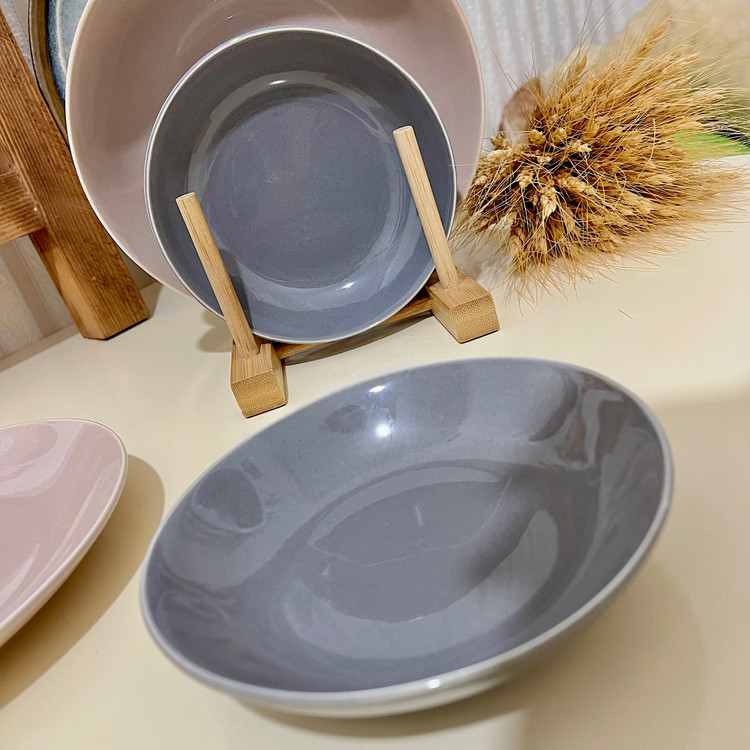 پیشدستی مینیمال چینی نسکافهای و طوسی مناسب سرو میوه و غذا | طراحی ساده و مدرن خرید آنلاین ارسال فوری