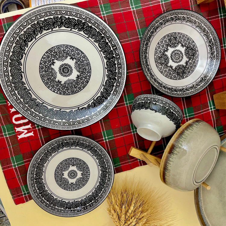 ست غذاخوری یکنفره چینی زارا طرح مشکی | کیفیت عالی وارداتی