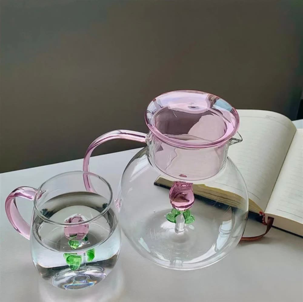 پارچ شب آکواریومی گل رز پیرکس وارداتی